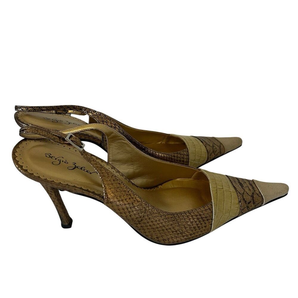 Sergio Zelcer Shoes Leather High Heeled Strappy Sling Back Sandals 11 Brazil